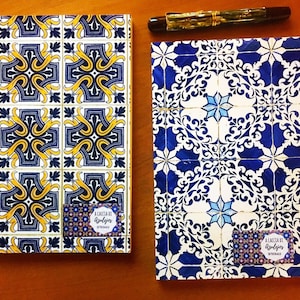 Zwei 250-seitige &quot;Azulejo&quot; Tomoe River Notizbücher - japanisches Füllfederhalter-freundliches Papier&quot;