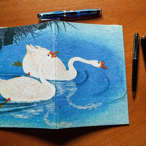 Tomoe River Notebook Kozo-Mulberry "Swans" – A5, 120 Pages, Stapled