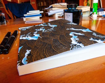 Tomoe River Notebook 400 Pages A5,  "Big Wave - Chiyogami" - Japanese Fountain Pen Paper Friendly