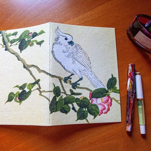 Kozo-Mulberry &quot;Cockatoo&quot; – A5, 120 Pages, Stapled Tomoe River Notebook