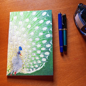 Kozo-Mulberry &quot;Peacock&quot; – A5, 120 Pages, Stapled Tomoe River Notebook