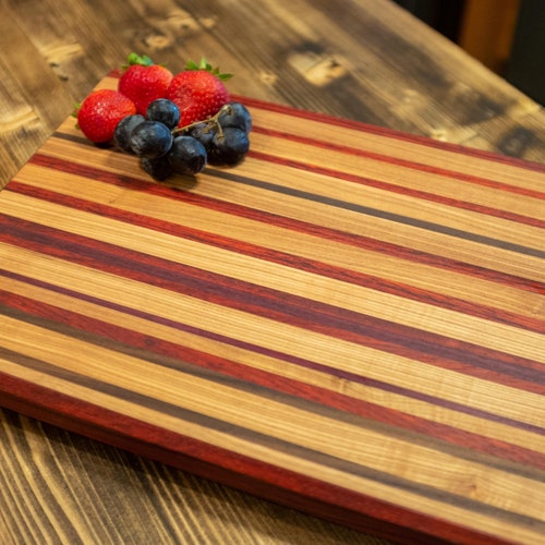 Large Edge Grain Cutting Board Light Cutting Board Maple Cutting Board Purple Heart Cutting Board Charcutier shops Cutting Board Padauk Cutting
