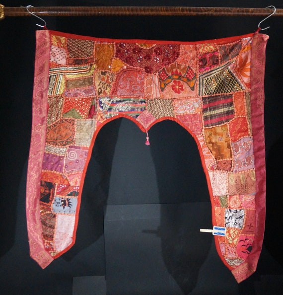 Hand embroidered red patchwork decoration