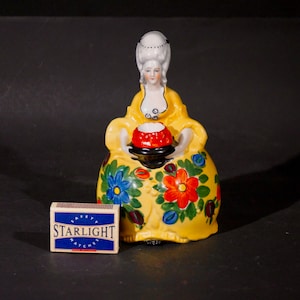 Romantic lady old porcelain lamp. Ceramic, Collectable, hand painted,