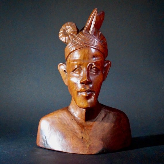 Bali carving portrait bust Antique