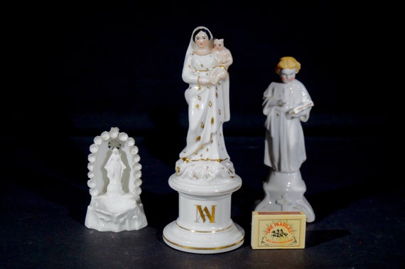Three religious figurines, Porcelain, Collectable, hand made