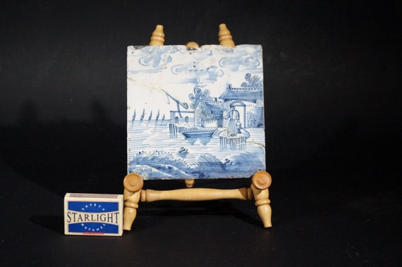 Antique Delft Blue tile. Hand painted. 18th century