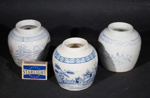 Antique white ginger jars small collection