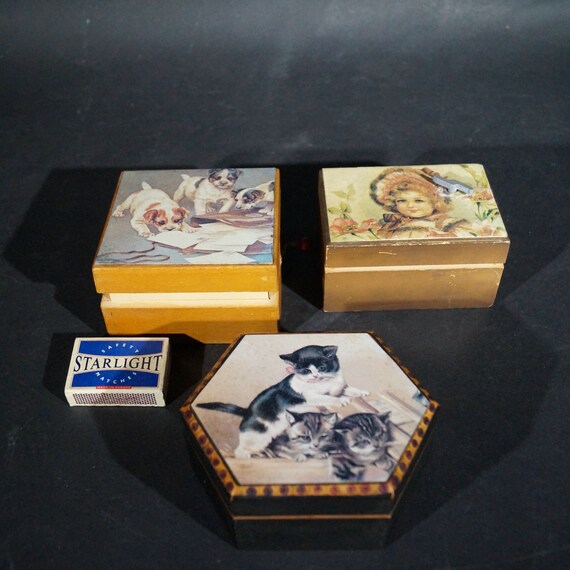 Three small boxes with music box