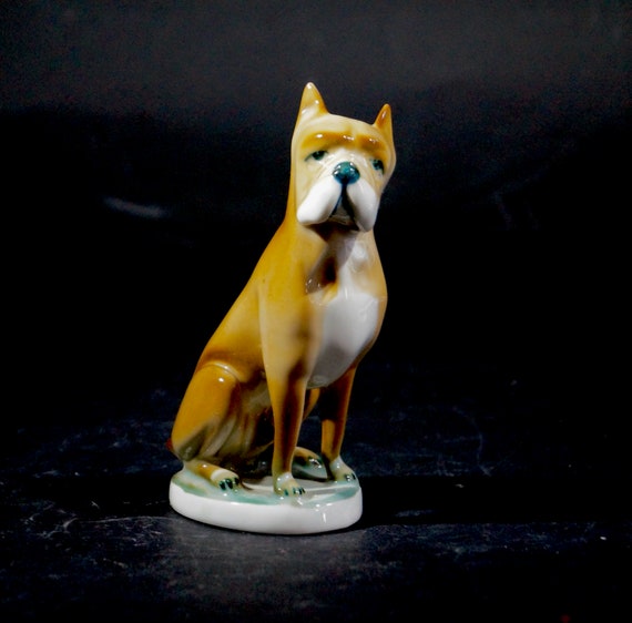Porcelain Boxer dog figurine, Porcelain Dog Statue, Boxer dog Figure Collectable, hand painted, Boxer dog Hungary