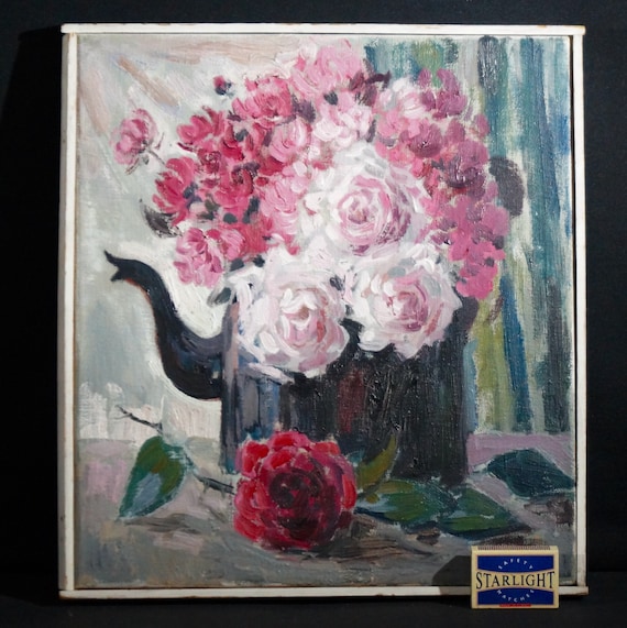 Pioenrozen in schenkkan schilderij