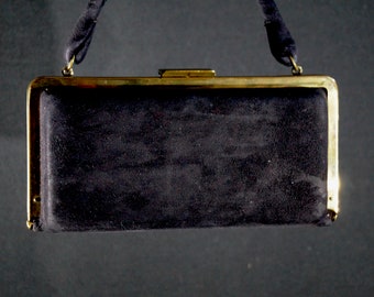 Black suede handbag MAXIM 70's