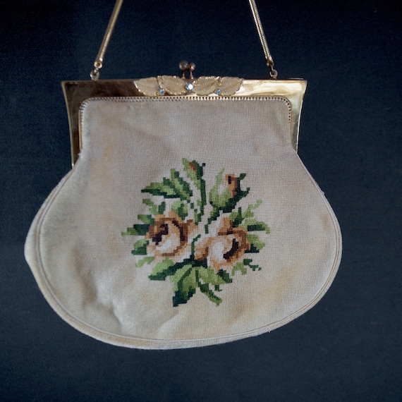 Embroidered ladies handbag with purse vintage handmade