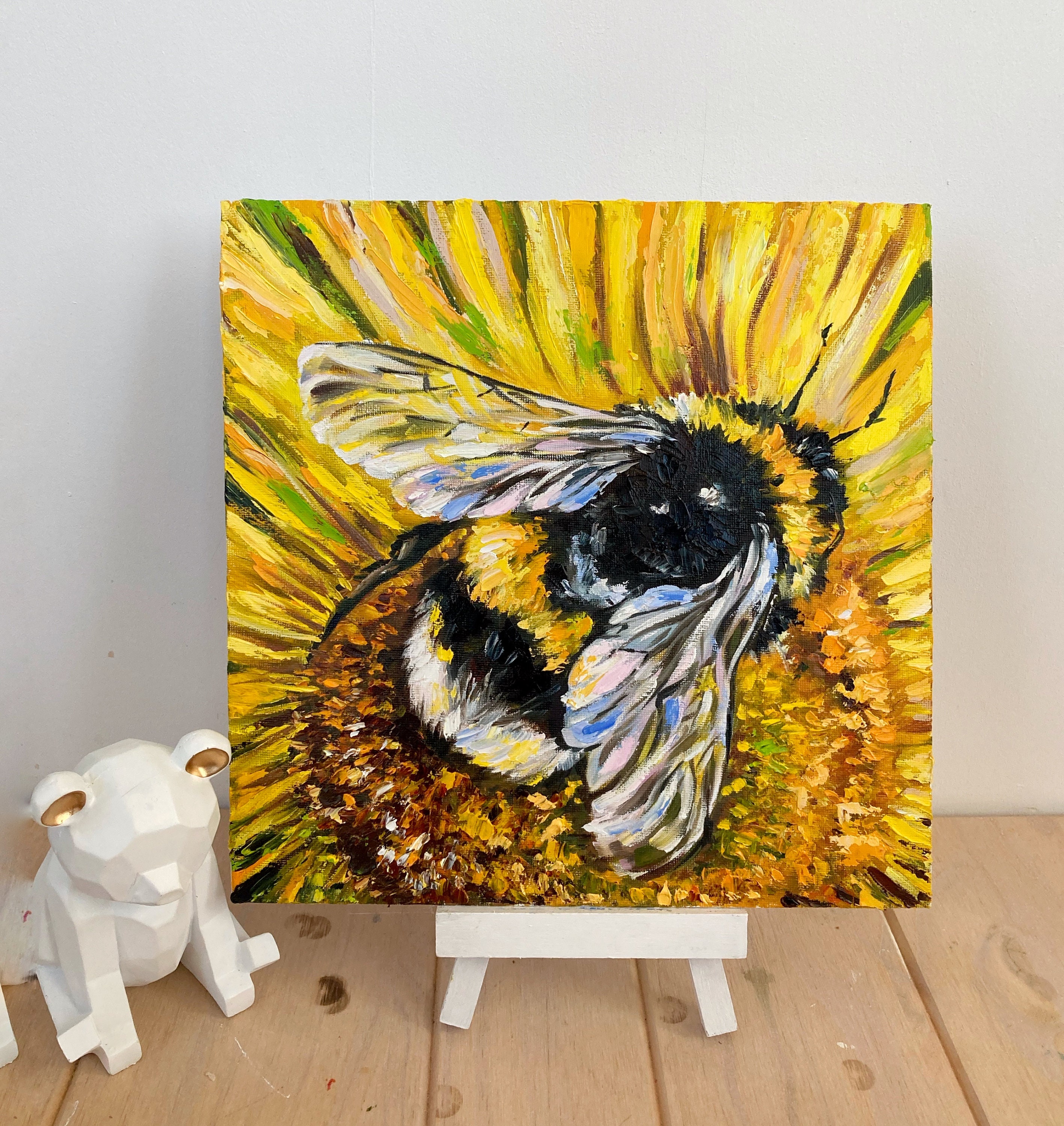 Bumble bee painting original oil Insect Art Honeybee Painting Etsy