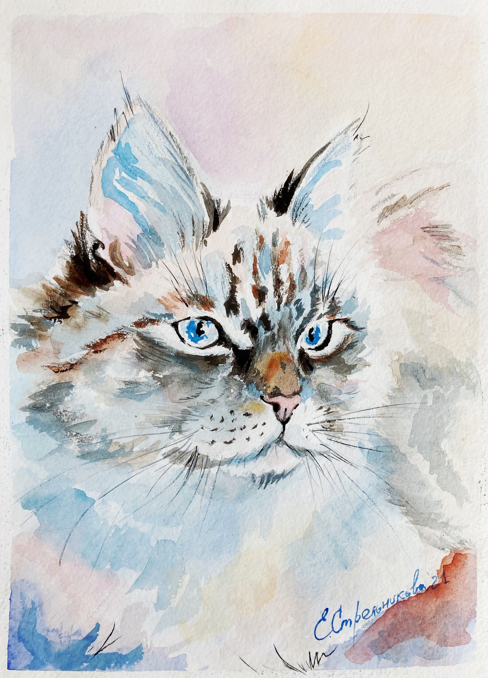 Katze Malerei Original Kunst Kätzchen Bunte Katze Kunstwerk | Etsy