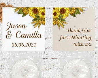 Sunflower Wedding Favors: Mint to Be, Assembled or DIY Tags