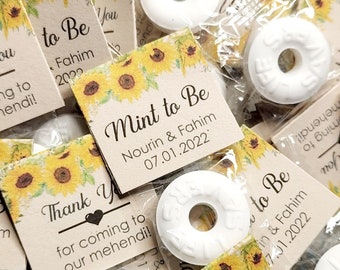 Sunflower Wedding Mints: Kraft Brown, Mint To Be Tags