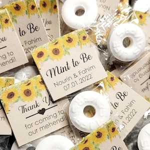 Custom Wedding Mints, Kraft Brown, Mint To Be, Wedding Favors, Wedding Candy, Assembled Tagged Mints, Sunflower Wedding, Mint To Be Tags