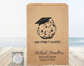 One Smart Cookie Graduation Favor Bags: Personalized Kraft Treat Sacks