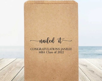 Personalized Graduation Treat Bags: "Nailed It" Party Favors