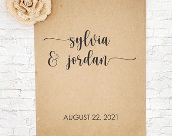 Personalized Wedding Favor Bags: Rustic Calligraphy, Kraft Paper (Set of 25)