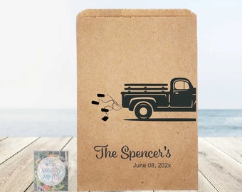 Rustic Wedding Cookie Bags: Pickup Truck Kraft Favor Bags