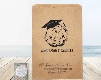 Personalized Graduation Kraft Bags: "One Smart Cookie" Party Favor