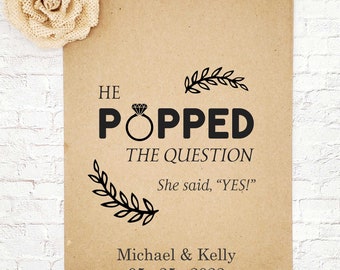 Personalized Wedding Popcorn Bags: He Popped the Question Favor