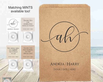 Monogram Wedding Favor Bags: Kraft Treat Bags with DIY Tags