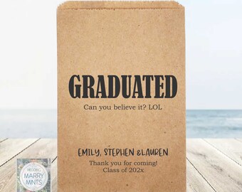 Personalized Graduation Favor Bags: Kraft Cookie, Donut, Trail Mix Bags