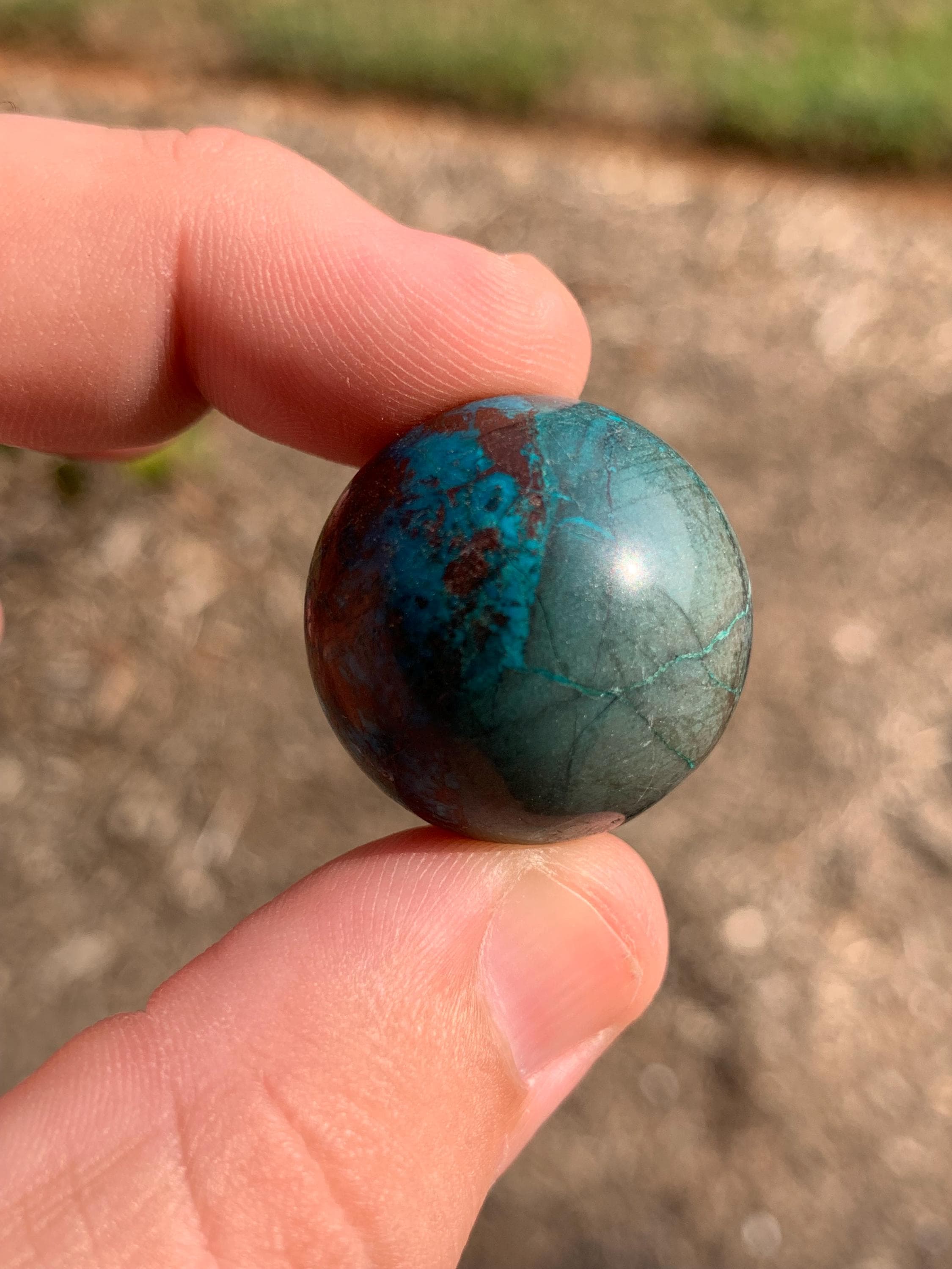 Shattuckite and Chrysocolla Polished Sphere Peru Mineral Specimen