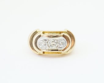 Tank ring gold platinum diamonds, antique diamond ring