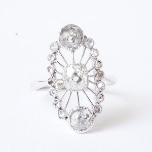 Art Deco ring, marquise shape, platinum, gold, diamonds