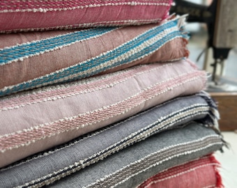 Italian Cotton Linen Blend Fabric, with Stripes - For Dresses, Skirts, and Blouses