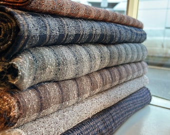 Linen Bouclé Fabric, Multicoloured with Checks – for Summer Clothing