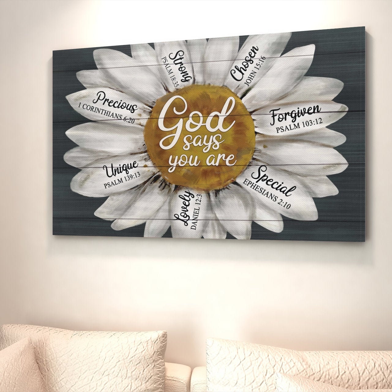 God Says You Are Canvas Daisy Flower Canvas Jesus Canvas Etsy