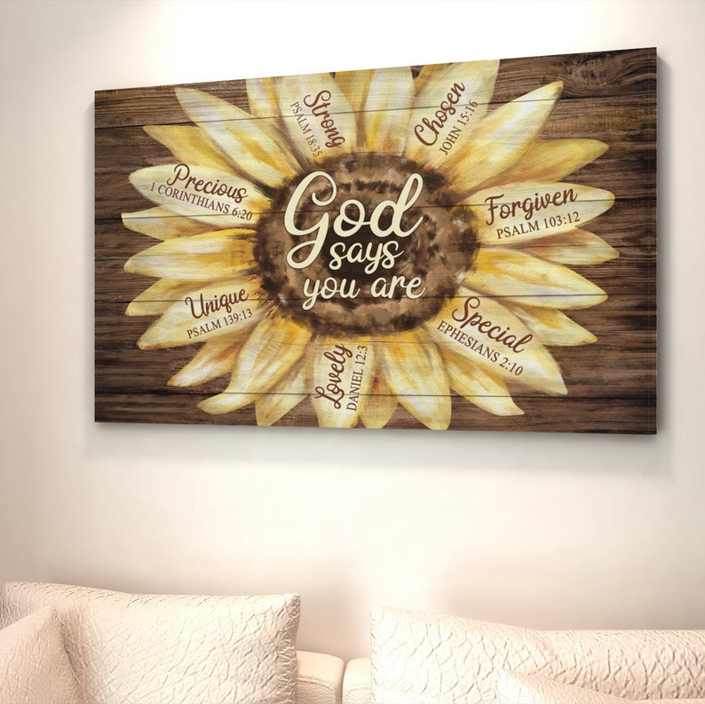 God Says You Are Canvas Sunflower Canvas Jesus Canvas Etsy