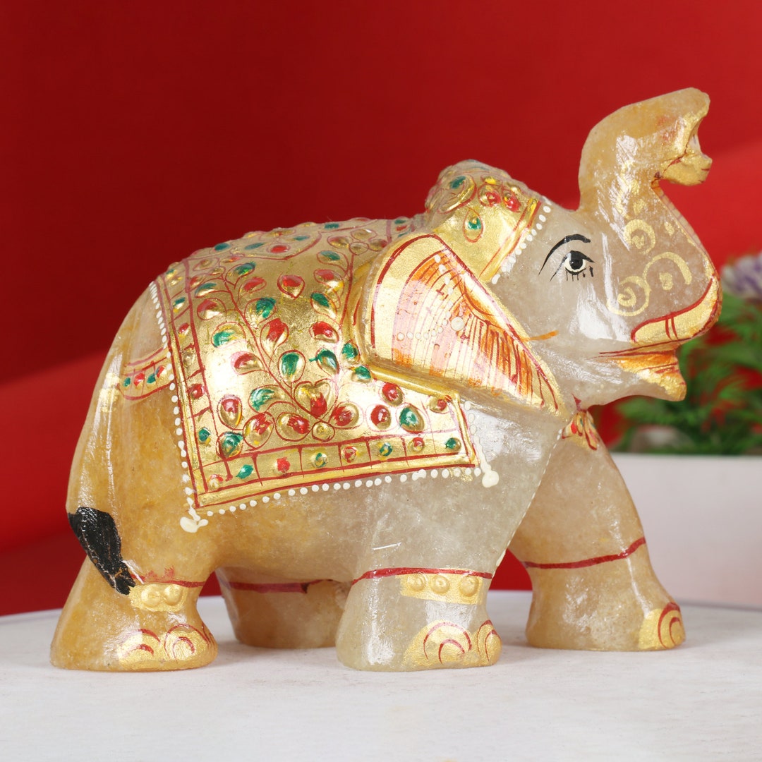 1500ct Yellow Jade Elephant Statue Natural Jade Gemstone Home Etsy