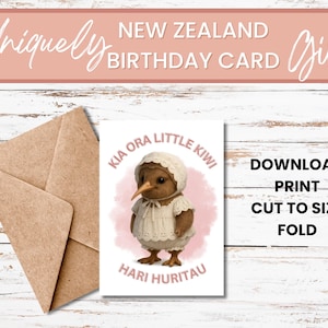 Cartão de aniversário exclusivo neozelandês para uma menina - 5" x 7" - Arquivo digital, cartão de aniversário para impressão