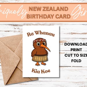 Cartão exclusivo neozelandês "Ra Whanau" para menina - 5" x 7" - Arquivo digital, cartão de aniversário para impressão