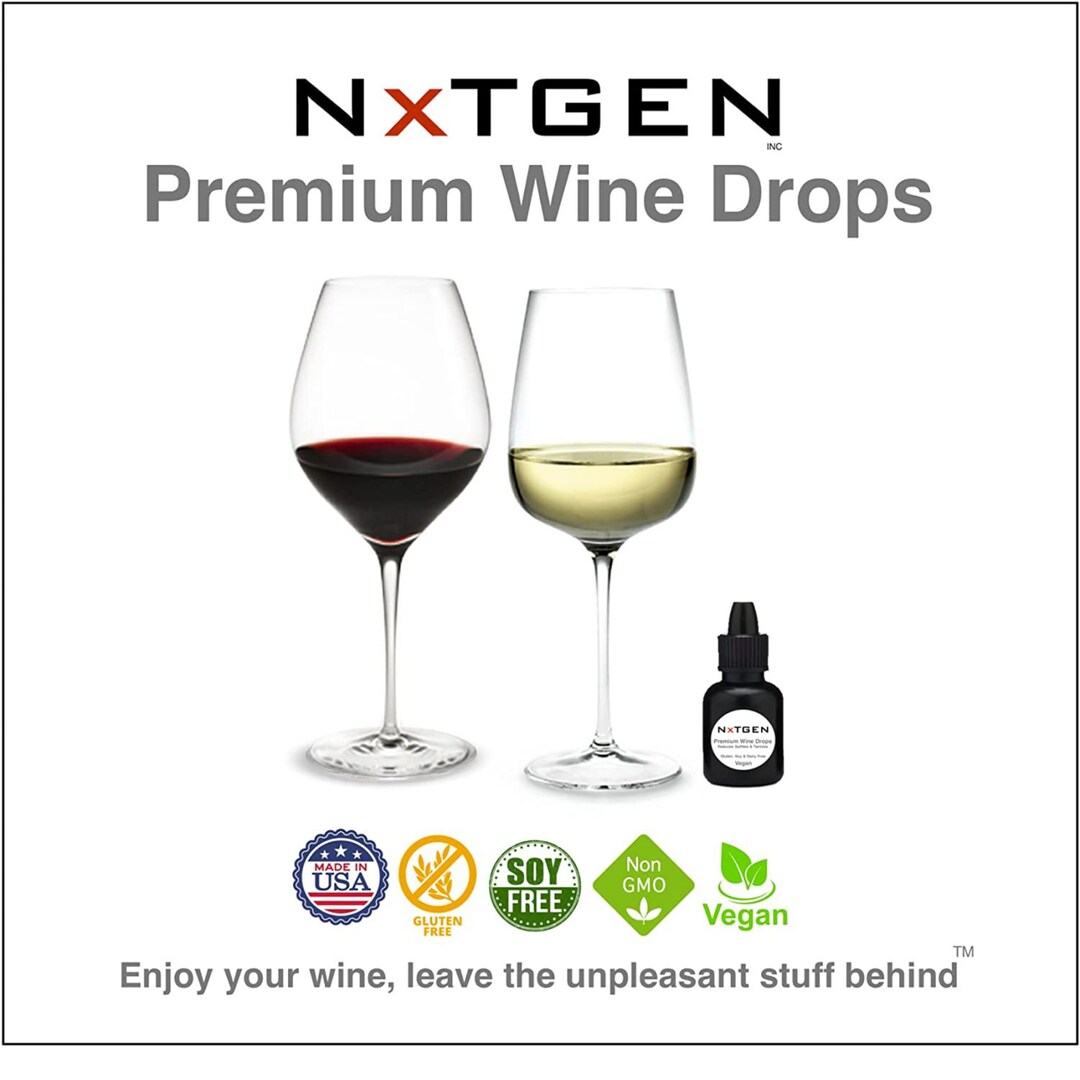 NXTGEN Premium Wine Drops Helps Eliminate Wine Headache Vegan