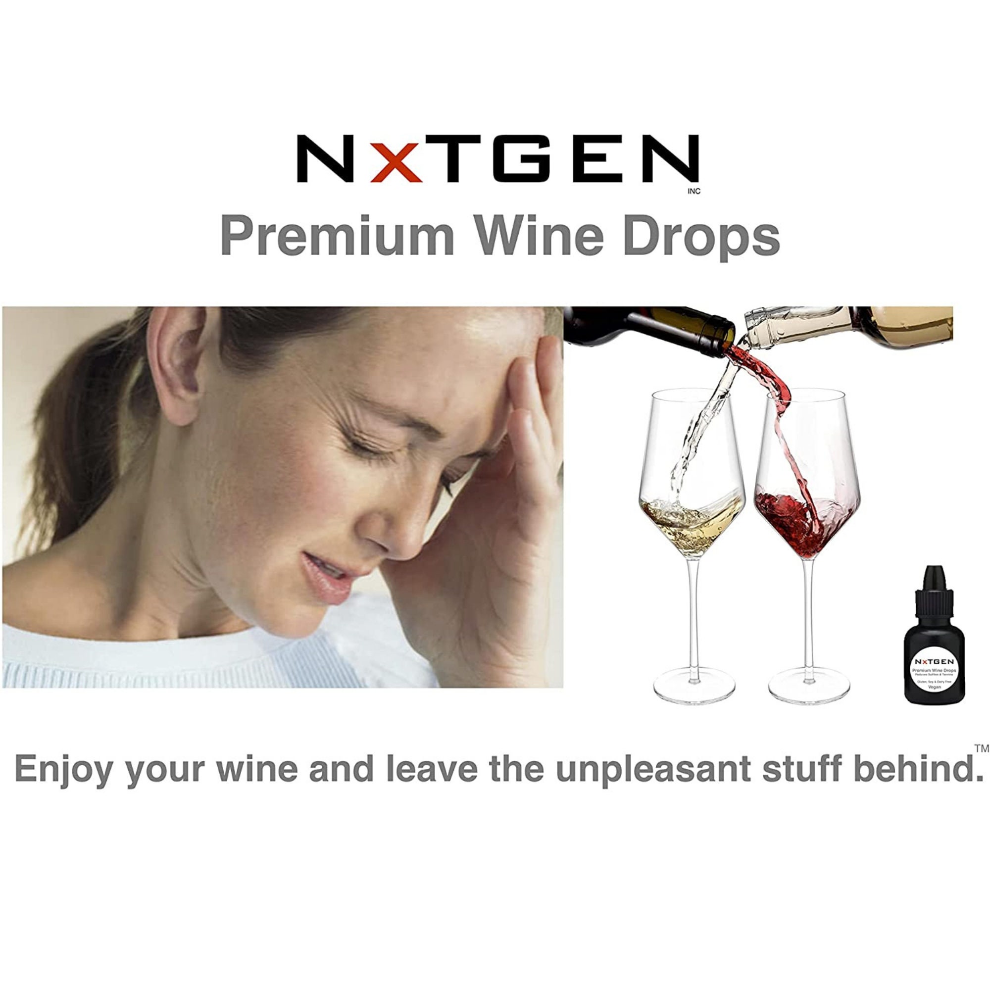 NXTGEN Premium Wine Drops Helps Eliminate Wine Headache Vegan