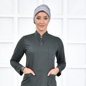 Scrub Top Only, Dark Khaki Dietitian Uniform, Scrub Dress, Nurse Pharmacist Uniform, Women's Hospital Uniform,  YHKM1009-TOP