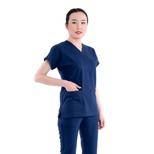 Comfortable Indigo Blue Nurse Scrub Set, Nurse Uniform, Custom Scrub, Nurse Uniform Dress, Medical Scrub For Woman, Light Scrub Set,BT1004LV