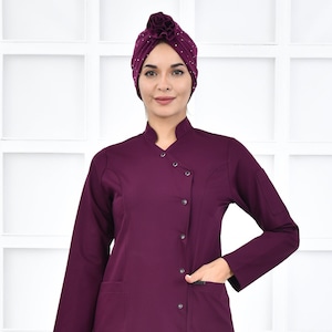 Scrub Top Only, Damson Plum Nurse Uniform, Scrub Dress, Nurse Esthetician Uniform, Embroidered Women&#39;s Hospital Uniform,  KRVZ1011-TOP