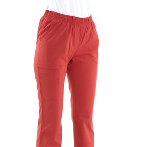 Women&#39;s Brick Color Nurse Pants, Scrub Bottoms, Spa Cargo Pants, Jogger Scrub Pants, Dental Hygienist Doctor Patient Care Pants, BP1218TC