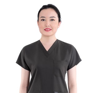 Dark Khaki Nurse Scrub Top Only, Medical Uniform, Personalized Nurse Dress,Spa Doctor Surgeon Patient Care Uniform,LVN LPN EMT,BU1026LV