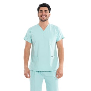Men&#39;s Mint Green Scrub Set, Easy Care Nurse Uniform, Custom Scrub,Stretchy Fabric Uniform, Medical Scrub,Odor Resistant Scrubs,ET1012LV