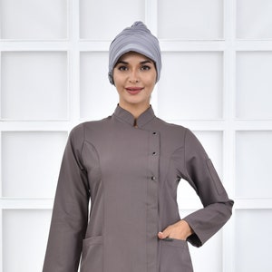 Scrub Top Only, Dark Beige Dental Hygienist Uniform, Scrub Dress, Nurse Therapist Uniform, Women&#39;s Hospital Uniform,  KKRVZ1004-TOP