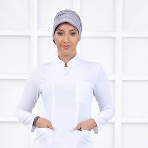 Scrub Top Only, Optic White Dietitian Uniform, Scrub Dress, Nurse Pharmacist Uniform, Women's Hospital Uniform,  YHKM1022-TOP